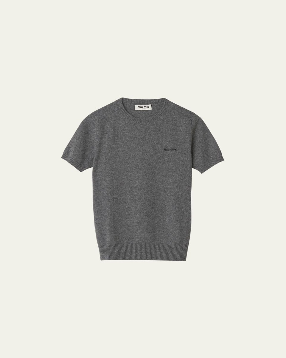 Short-Sleeve Cashmere Sweater